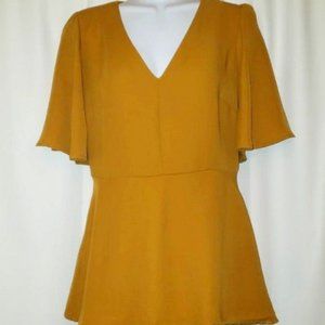 Loft Mustard Yellow Peplum Top